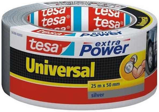Tesa Extra Power Universal Silver Self-Adhesive Fabric Tape Gray 50mmx25m 1pcs