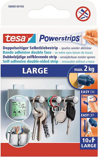 Tesa Double-Sided Self-Adhesive Reusable Tape White 20mm 10pcs