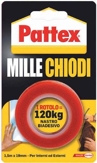 Pattex Self-Adhesive Foam Double-Sided Tape White 19mmx1.5m 1pcs
