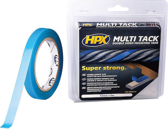 HPX Multi Tack Ημιδιάφανη Αυτοκόλλητη Ταινία Διπλής Όψης Πολύχρωμη 5mx12mm
