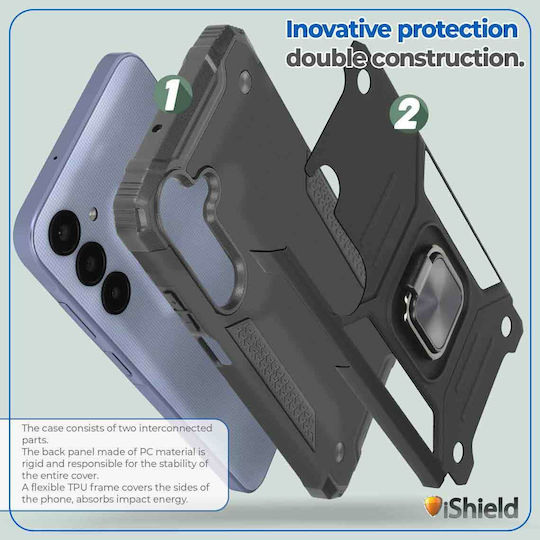 Husă Telefon Samsung Galaxy S23 FE Hybrid Armor Dual Shockproof Inel Rotativ Suport Funcție Compatibil Suport Magnetic Auto Nitro Ishield Negru