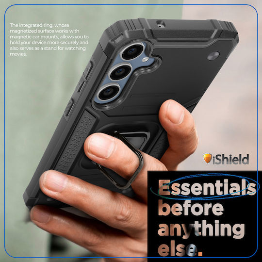 Husă Samsung Galaxy A35 Hybrid Armor Dual Shockproof Suport Rotativ Cu Inel Funcție Stand Compatibil Cu Suportul Magnetic Pentru Mașină Nitro Ishield Neagră