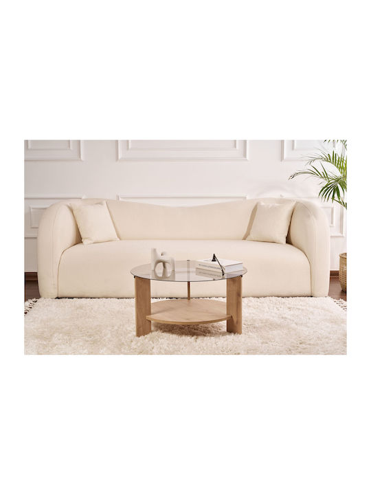 Rundes Zentral Kaffeetisch Clara Glas Sapphire Eiche Fumé M75xL75xH40cm