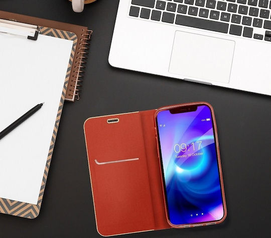 Forcell Luna Gold Книга Изкуствена кожа Червен (Redmi Note 10 Pro)