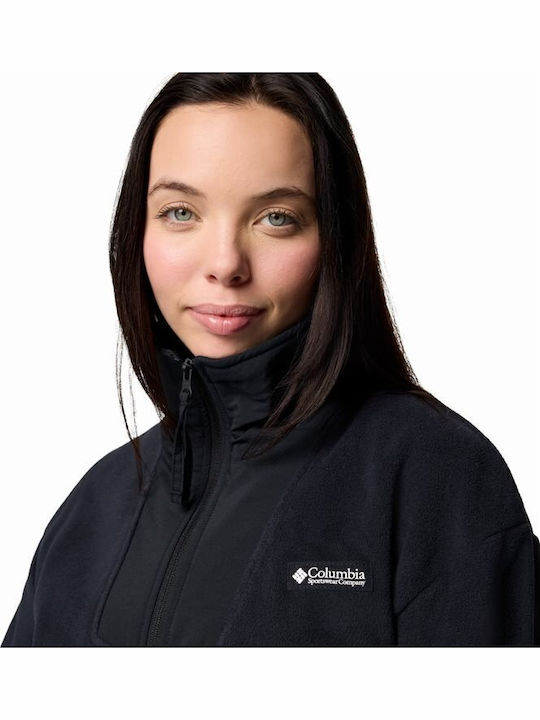 Full Fleece Γυναικεία Ζακέτα με Φερμουάρ Black