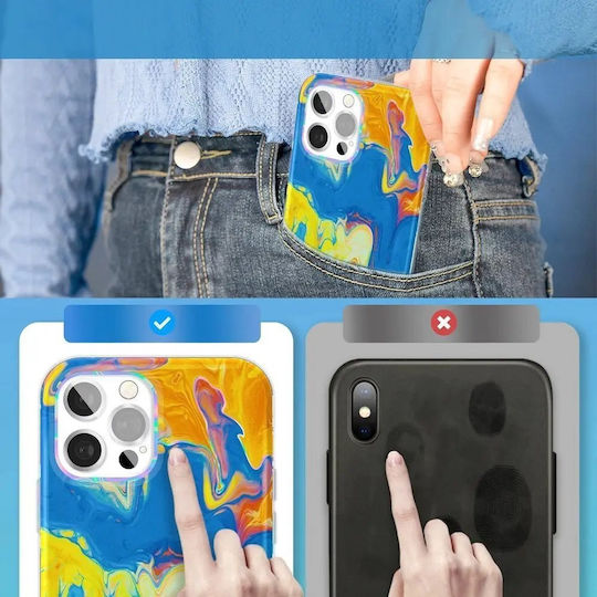 Kingxbar Watercolor Series Back Cover Silicone Yellow/Blue (iPhone 12 / 12 Pro)