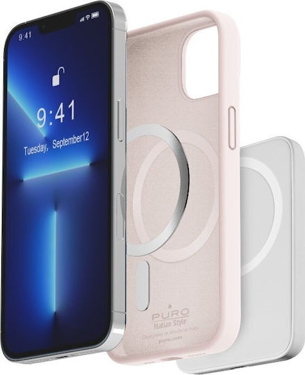 Puro Icon Mag Umschlag Rückseite Silikon Dusty Pink (iPhone 14 Pro)