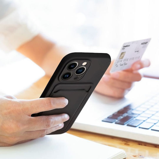 Forcell Card Back Cover Silicon cu Suport pentru Carduri Negru (Redmi Note 12 4G)