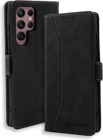 Bodycell PU Leather Book Synthetic Leather Black (Galaxy S22 Ultra)