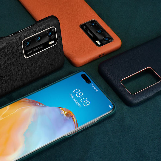 iCarer Grained Back Cover Piele Verde (Huawei P40)
