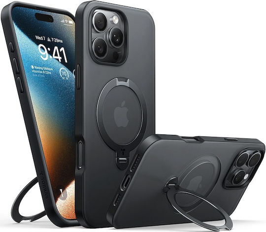Torras Ostand Back Cover Silicon Negru (iPhone 16 Pro)