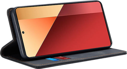 Techsuit Umschlag Rückseite Synthetisches Leder Schwarz (Redmi Note 13 Pro 4G / Poco M6 Pro 4G)