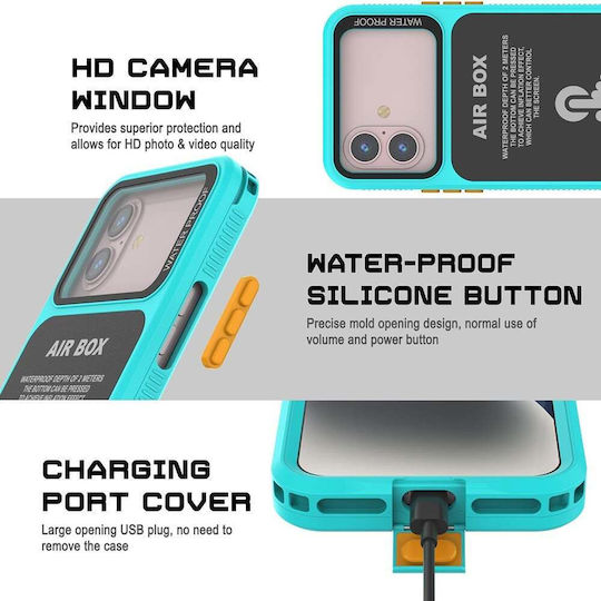 Shellbox Back Cover Tempered Glass Waterproof Blue for iPhone 12 / 12 Pro Xiaomi 13 Pro Realme 14 Pro