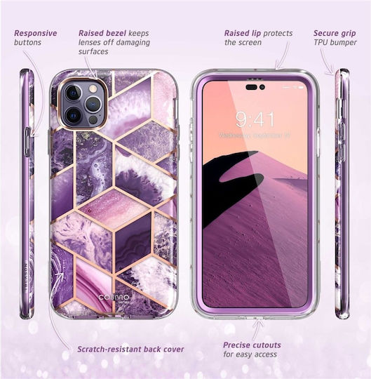 Supcase Cosmo 360 Full Cover Silicone Marble Purple (iPhone 14 Pro Max)