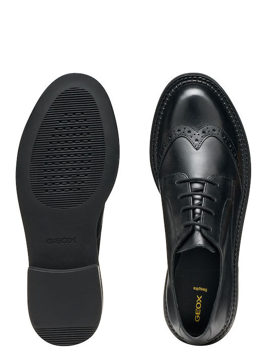 D Serilda Leder Damen Oxfords in Schwarz Farbe