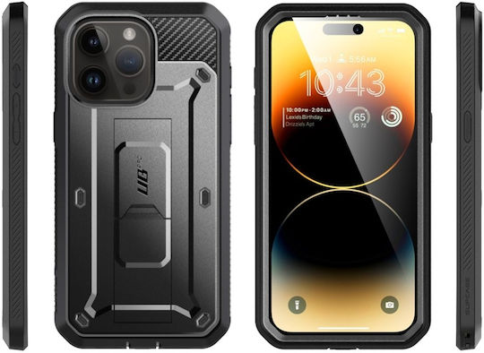 Supcase Unicorn Beetle Pro Back Cover Tempered Glass / Silicone / Plastic 2mm Black (iPhone 15 Pro)