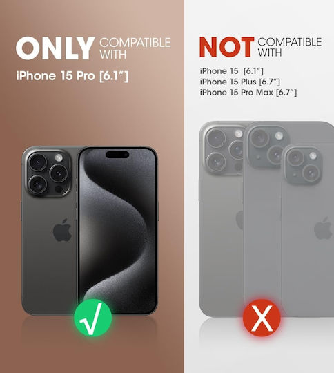Supcase Unicorn Beetle Pro Back Cover Tempered Glass / Silicone / Plastic 2mm Black (iPhone 15 Pro)