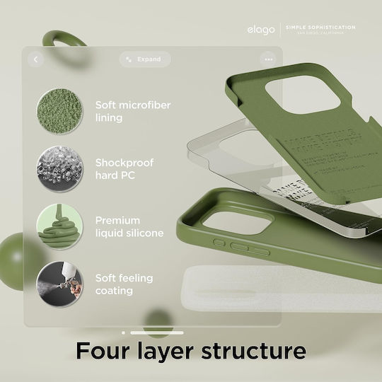 Elago Premium Liquid Back Cover Σιλικόνης 1.7mm Πράσινο (iPhone 15 Pro)