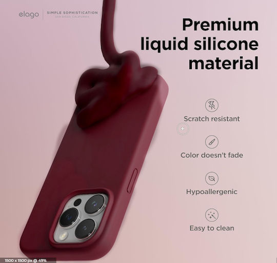 Elago Premium Liquid Back Cover Silicone 1.7mm Burgundy (iPhone 15 Pro)