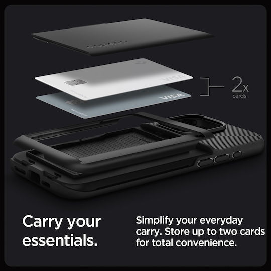 Spigen Slim Armor CS Umschlag Rückseite Silikon / Kunststoff 2mm mit Kartenhalter Schwarz (iPhone 15 Pro)