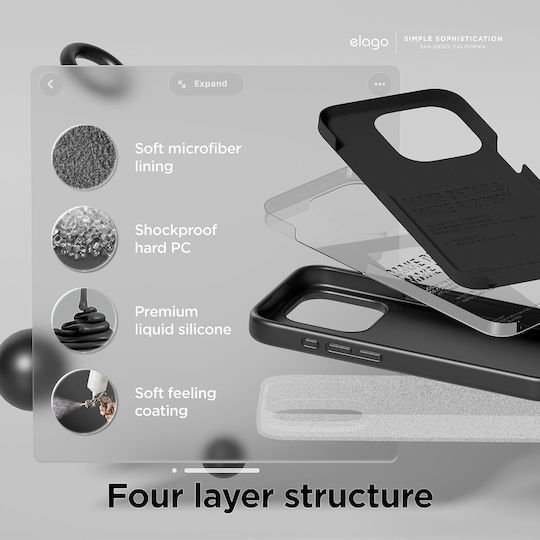 Elago Premium Liquid Back Cover Σιλικόνης 1.7mm Μαύρο (iPhone 15 Pro)
