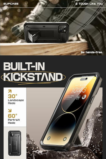 Supcase Unicorn Beetle Back Cover Tempered Glass 2mm Black (iPhone 15)
