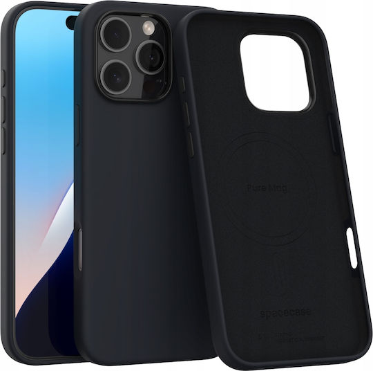 Spacecase Pure Mag Задна корица Пластмаса / Силикон Черен (iPhone 16 Pro Max)