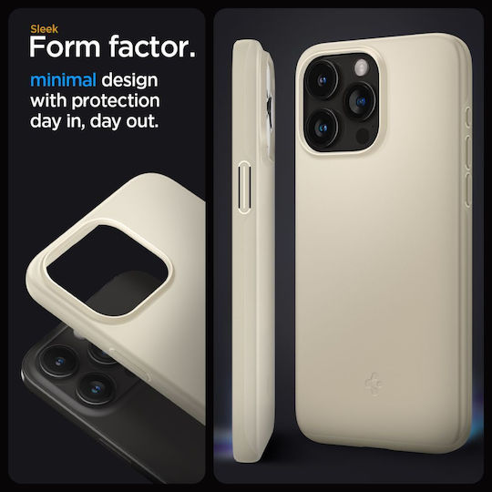Spigen Thin Fit Umschlag Rückseite Silikon 1.55mm Mute Beige (iPhone 15 Pro)