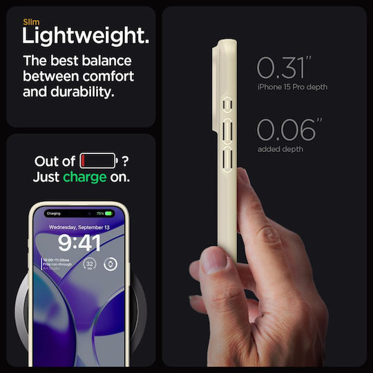 Spigen Thin Fit Umschlag Rückseite Silikon 1.55mm Mute Beige (iPhone 15 Pro)