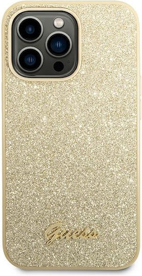 Guess Glitter Flakes Script Metal Logo Back Cover Σιλικόνης Χρυσό (iPhone 14 Pro Max)