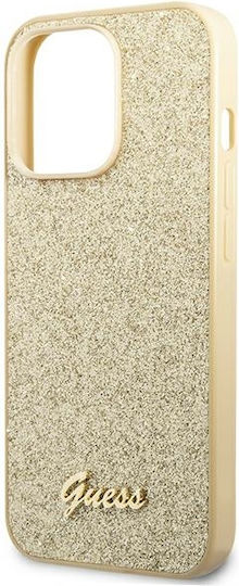 Guess Glitter Flakes Script Metal Logo Back Cover Σιλικόνης Χρυσό (iPhone 14 Pro Max)