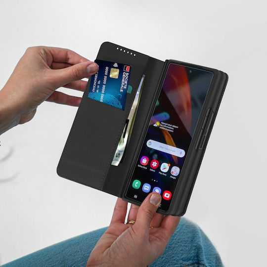 Hülle Samsung Galaxy Z Fold 3 Magnetische Abdeckung Abnehmbare Brieftasche Schwarz