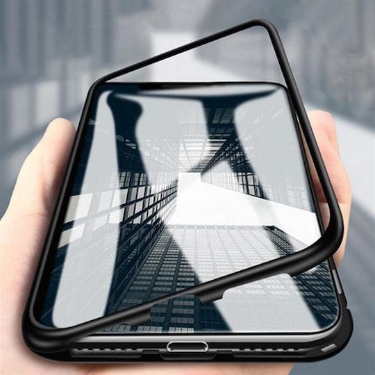 Detachable Metal Frame Umschlag Rückseite Gehärtetes Glas Schwarz (Galaxy S9)