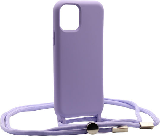 Liquid Back Cover Σιλικόνης με Λουράκι Λιλά (iPhone 11)