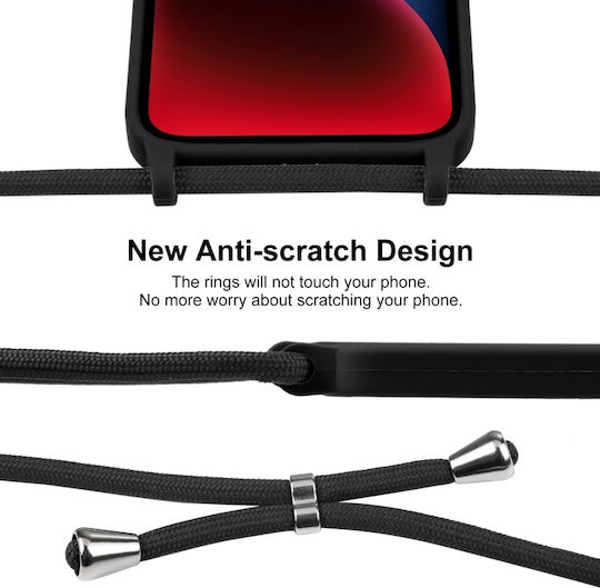 Liquid Back Cover Silicone with Strap Black (iPhone 14)