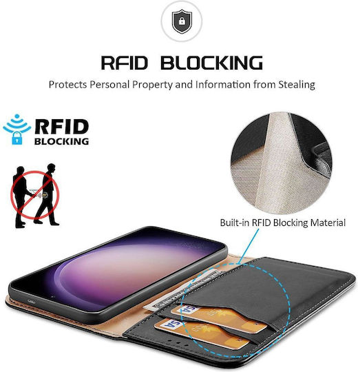 Dux Ducis Hivo Wallet Piele Negru (Galaxy S24+)