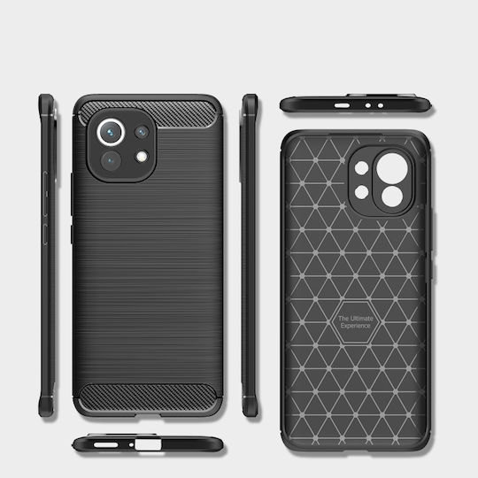 Carbon Fiber Brushed Back Cover Silicon Negru (Xiaomi Mi 11)