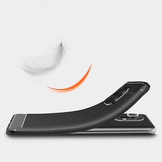 Carbon Fiber Brushed Back Cover Silicon Negru (Xiaomi Mi 11)