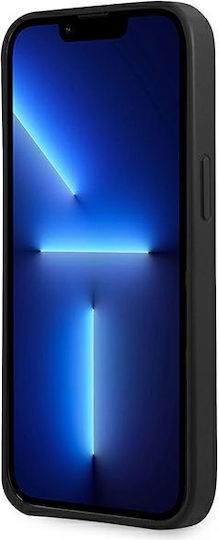 Guess Saffiano Double Card Back Cover Piele artificială cu Suport pentru Carduri Negru (iPhone 13 mini)