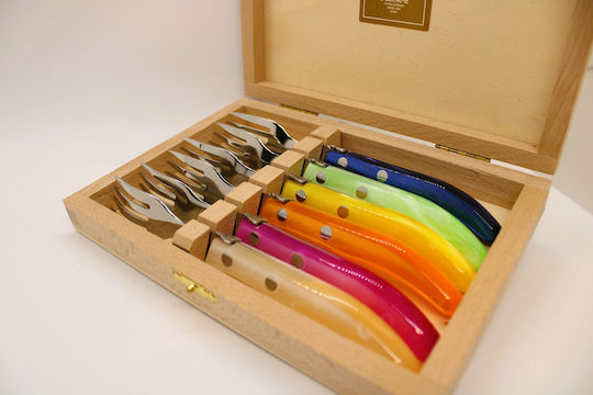 Claude Dozorme Laguiole Set de Furculițe Fructe/Desert Inoxidabile Arc En Ciel 6buc