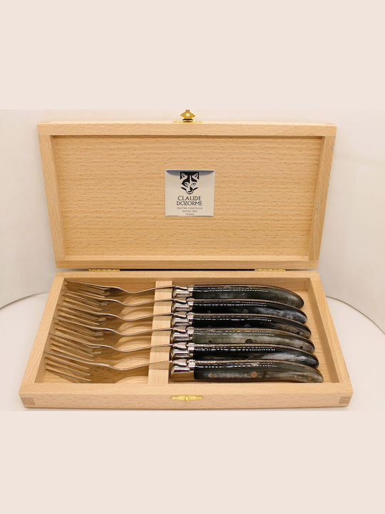 Claude Dozorme Laguiole Set of Forks Table Black 6pcs