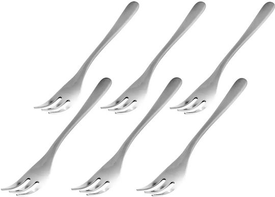 Sambonet Set Of Fruit Dessert Forks Stainless Silver 18cm 6 Pieces