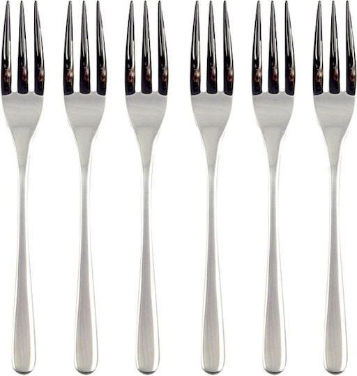 Sambonet Set Of Fruit Dessert Forks Stainless Silver 18cm 6 Pieces