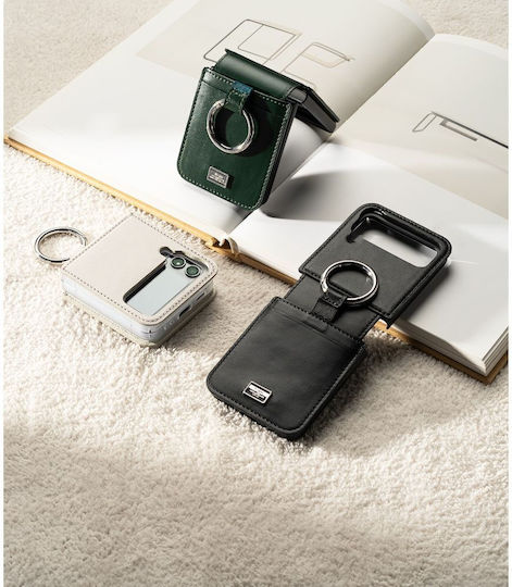 Ringke Folio Signature Back Cover Synthetic Leather with Strap Black (Galaxy Z Flip4)