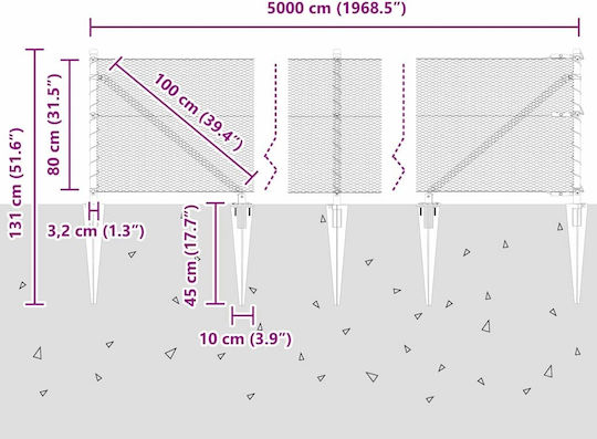 vidaXL vidaXL Drahtzaun Stacheldraht Grau 0,8x50m