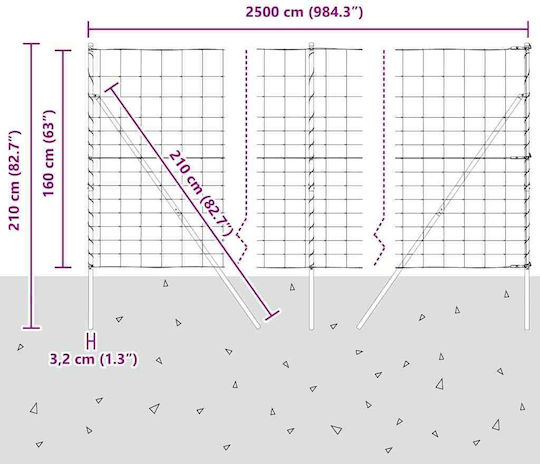 vidaXL Verzinkter Silber Drahtzaun 1,6x25m