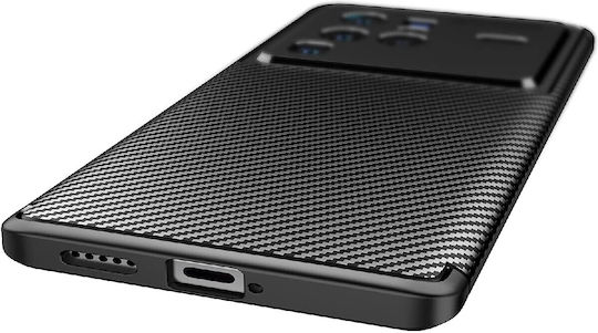 Ancus AutoFocus Carbon Fiber Umschlag Rückseite Silikon Schwarz (Vivo X80)