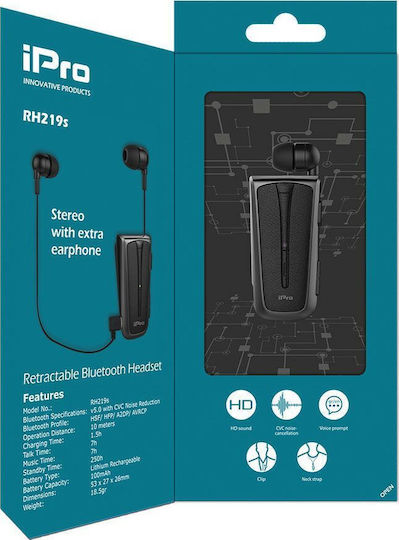 iPro RH219s In-ear Bluetooth Handsfree Ακουστικά Μαύρο/Γκρι