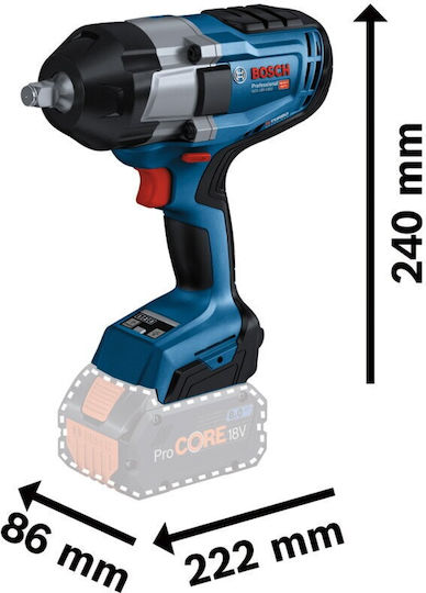 Bosch GDS 18V-1000 Brushless Impact Wrench Battery 18V 2x5Ah with Socket 1/2"