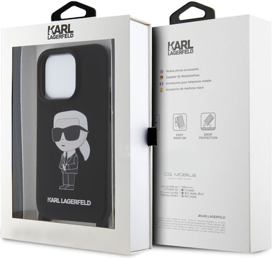 Karl Lagerfeld Karl and Choupette Back Cover Silicone / Plastic with Strap Black (iPhone 15 Pro)